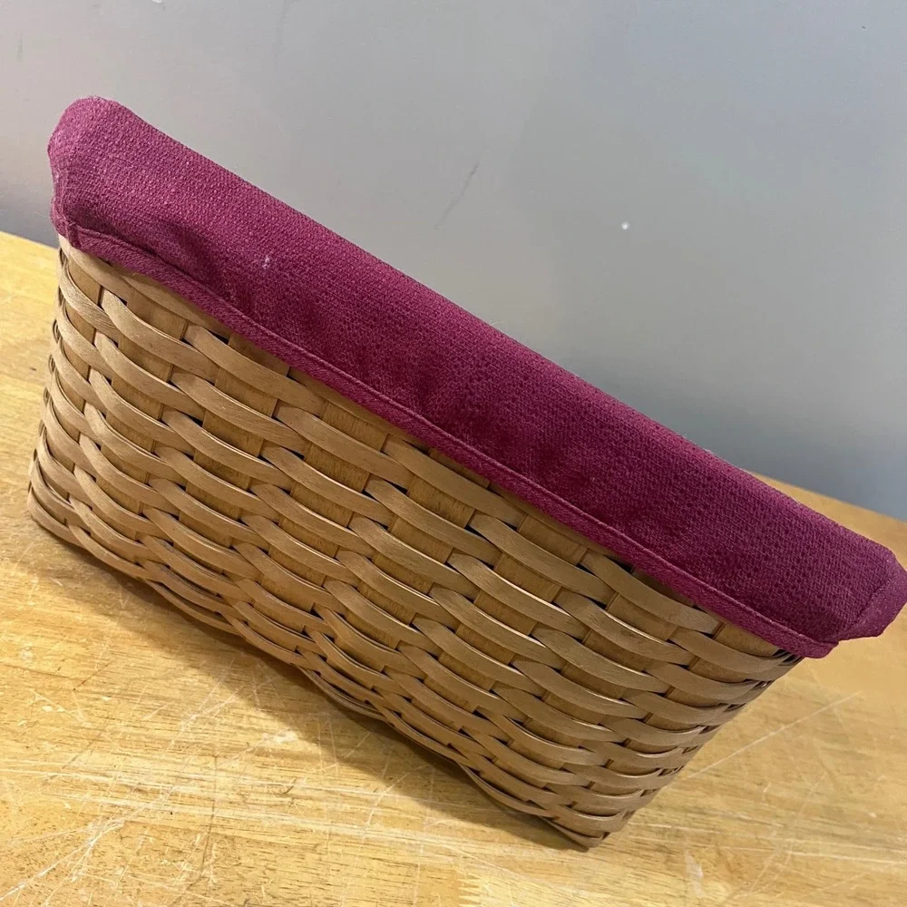 Vtg 2004 Longaberger Desk Organizer Basket Burgundy Liner Wood Divider Americana